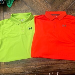 Boys Under Armour Youth Large Golf Polo set of two Orange and Yellow/Green